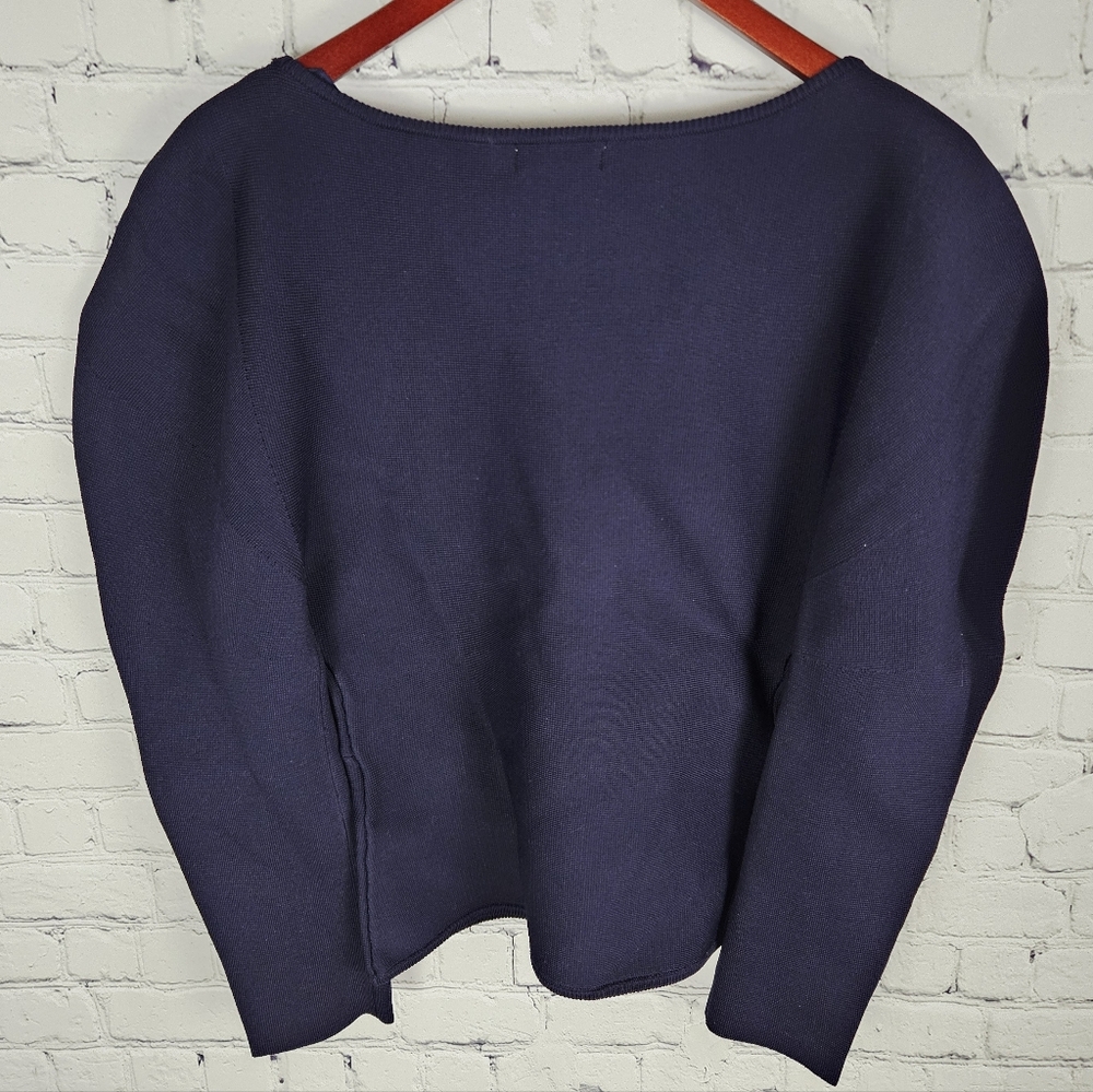 AVEC LES FILLES | bow detail puff long sleeve knit blouse top - Picture 4 of 11